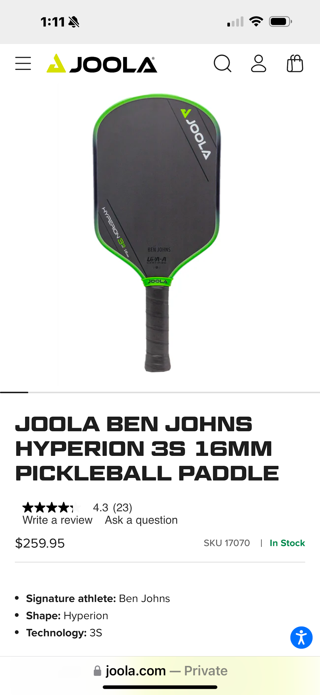 Joola Ben Johns Hyperion 3S 16mm