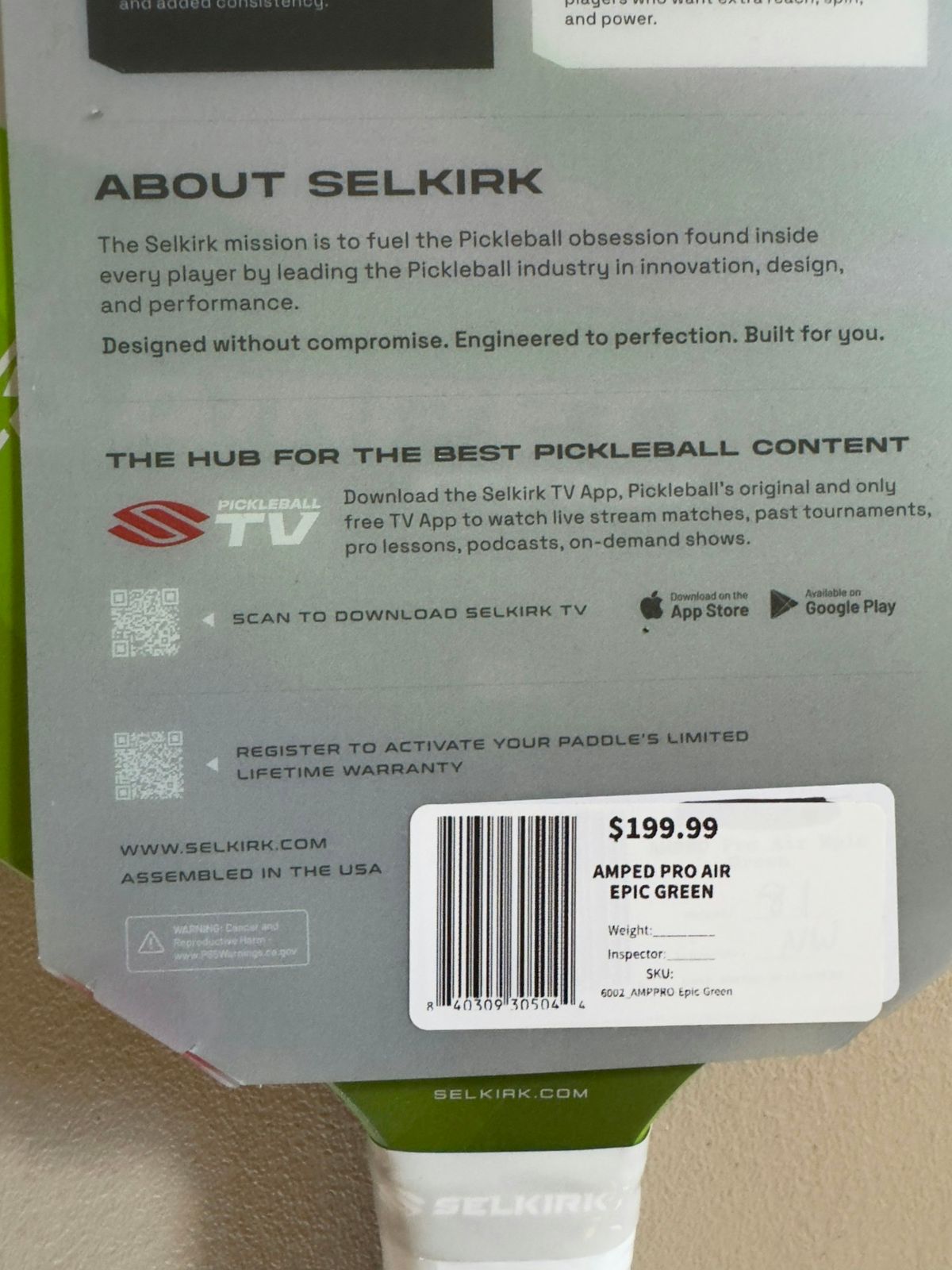 Selkirk Amped Pro Air - Epic