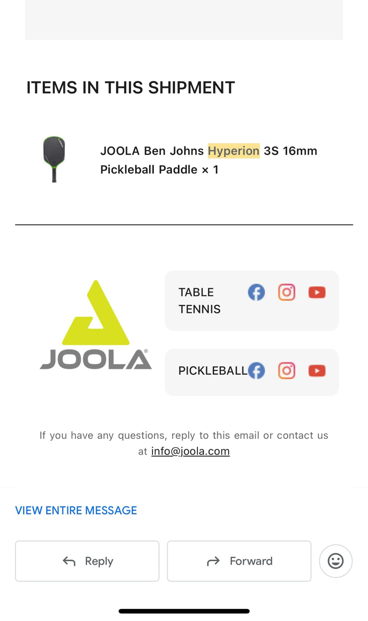 Joola Ben Johns Hyperion 3S 16mm