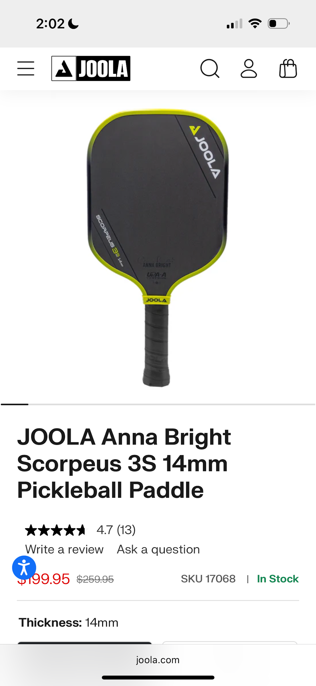 Joola Anna Bright Scorpeus 3S 14mm